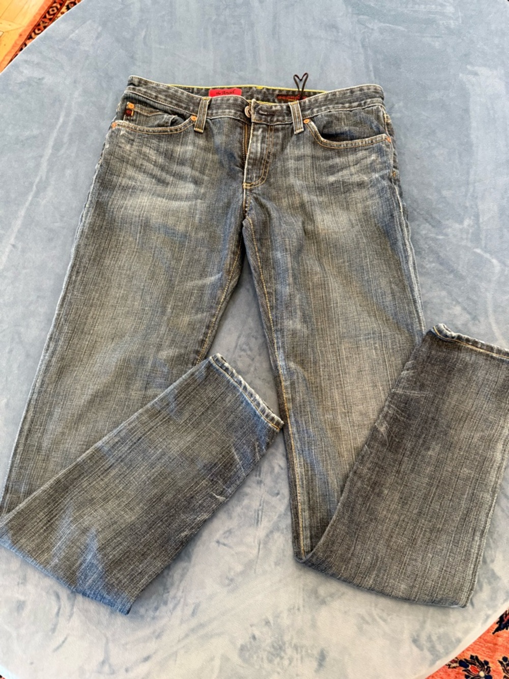 AG Adriano Goldschmied Straight Jeans Blue Medium Wash Stretch 5-Pocket Women's